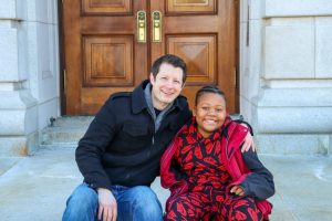 Big Brother Dan Little Brother Kordell, sitting on steps